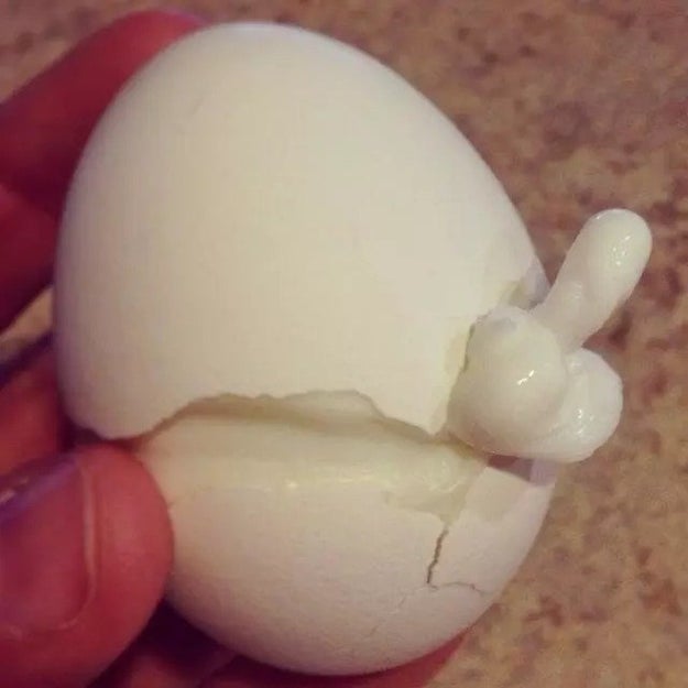 Technically, this egg just cracked while boiling. It is not sexually aroused.