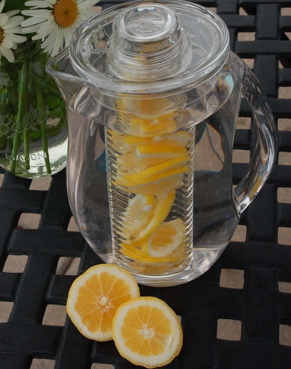 Pitcher is made with BPA-free acrylic. It has a removable hollow rod for filling with fruits and herbs of your choice and open slots so flavors naturally combine with liquid. Plus, the rod screws into the lid to securely stay in place. It can hold up to 93 oz. of liquid. Hand-wash to clean!Promising review: "I don't always find water very appealing because of the lack of flavor, but I'm trying to drink more. This solves that problem! One lemon sliced in half, and then sliced in strips fills the center chamber of this pitcher. I fill it with water by pouring the water over the fruit column, and I put it in the fridge overnight. By morning, water with a delightfully subtle lemon taste is ready." —Inconclusive PandaPrice: $18.99