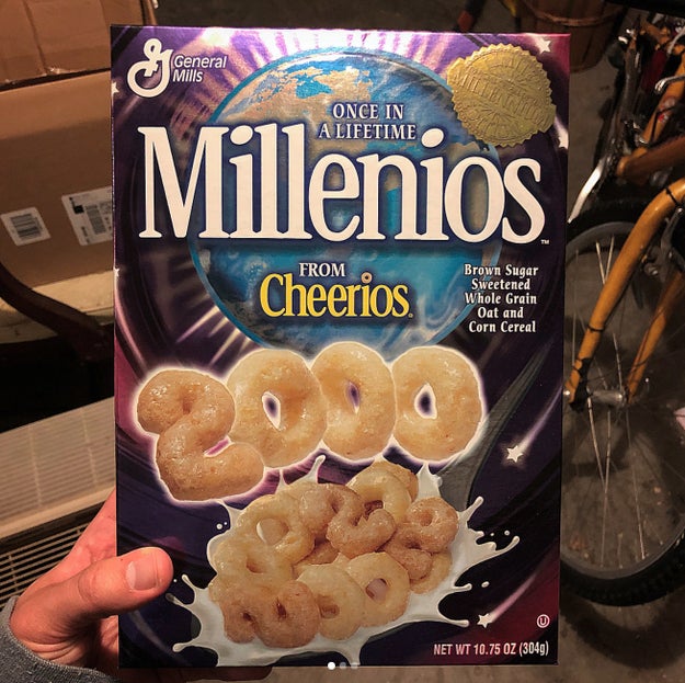 In 1999, General Mills sold a limited edition Cheerios cereal called "Millenios." The brown sugar sweetened cereal included pieces shaped like the number two.