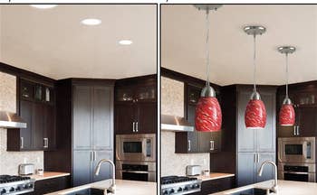 A before and after showing the changes made with the conversion kit in someones kitchen
