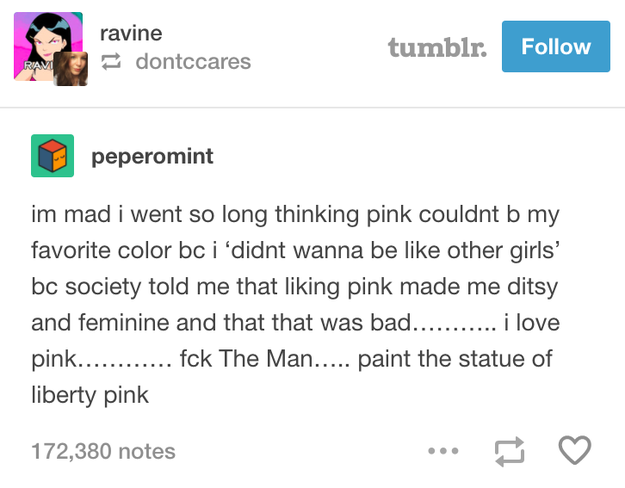 On learning to love pink again: