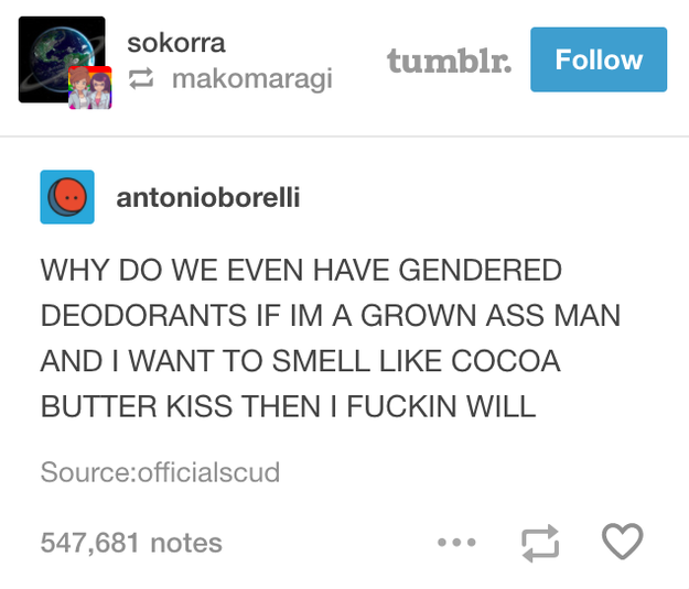 On just wanting to smell nice: