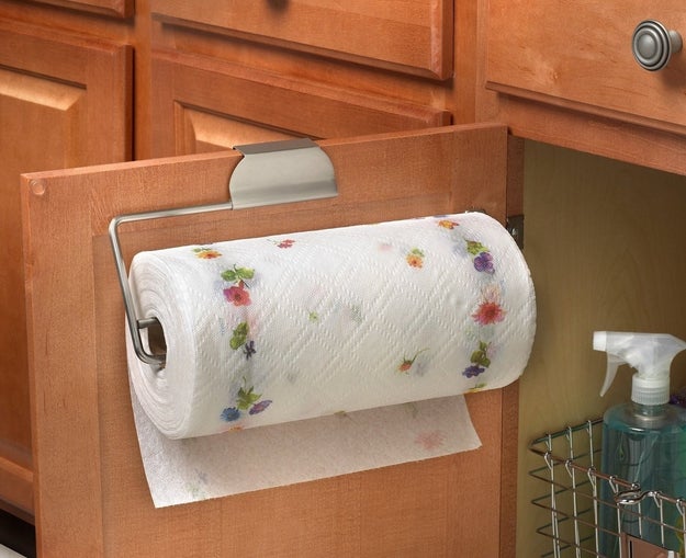 An over-the-door paper towel holder to free up some much-needed counter space.