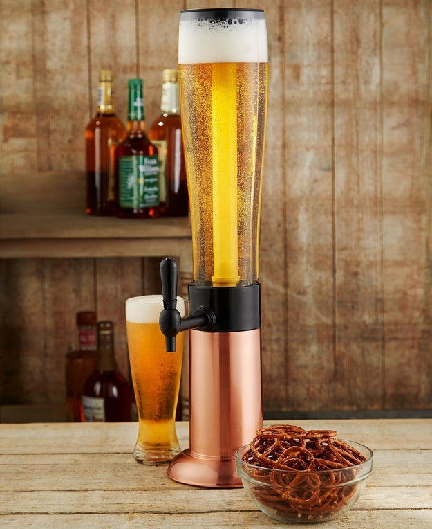 A beer tower for entertaining that holds 3 quarts of your favorite brew.