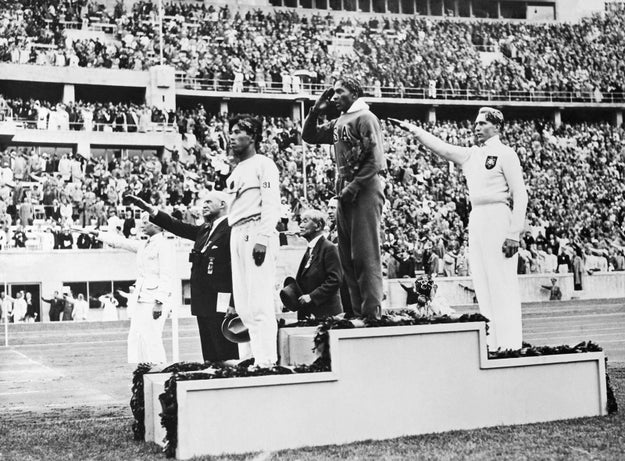 Jesse Owens beats the Nazis in 1936.