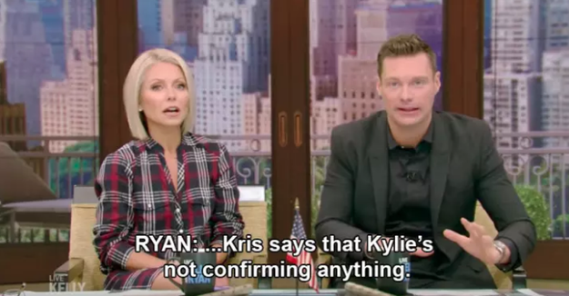 Kris continued to confirm the news by not confirming the news when Ryan Seacrest texted her live on air asking about the rumours. Her reply?