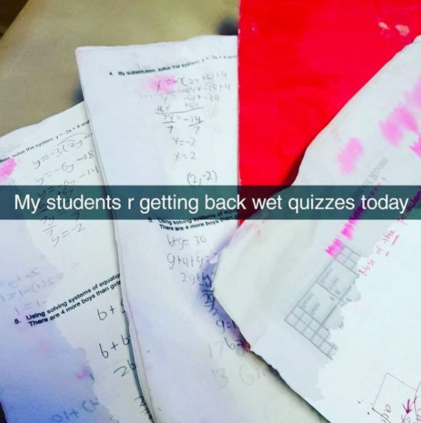 This teacher may have spilled something on the quizzes: