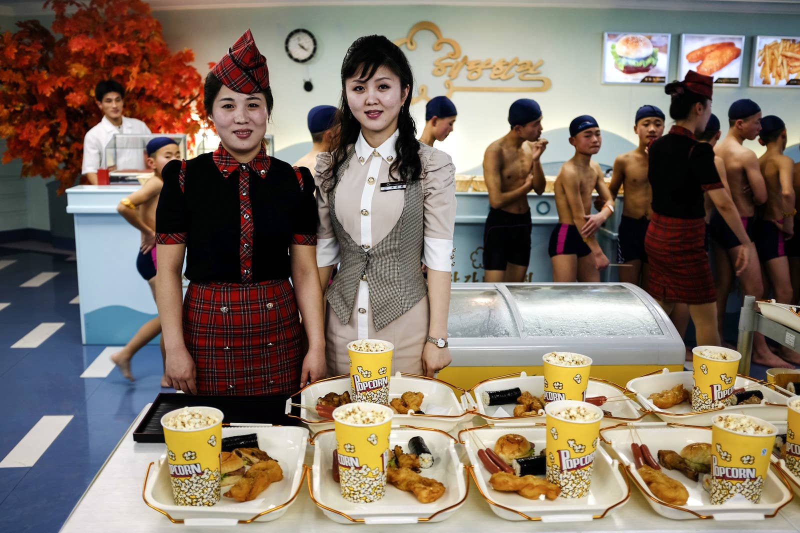 North Korean fast food and US '50s outfits in Munsu Water Park in Pyongyang.