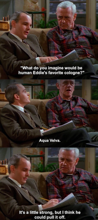 When he took the dog psychiatrist's questions very seriously: