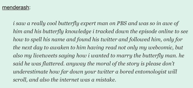 The person who shared too much about the "butterfly man" on social media: