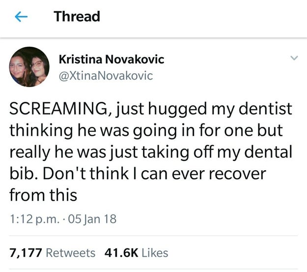 The person who hugged her dentist: