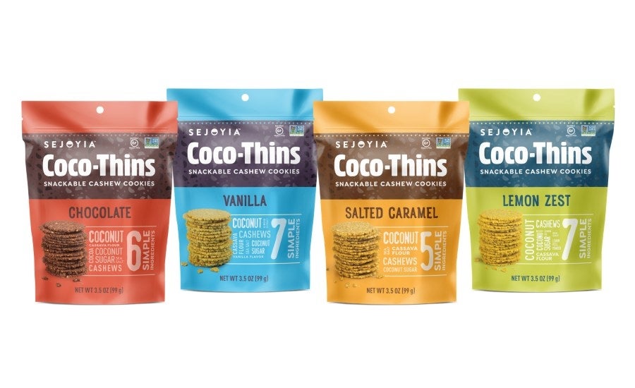 Sejoyia Foods, the creator of delicious and nutritious sweet snacks that fuel daily adventures, launches the category-revolutionizing Coco-Thins. Coco-Thins are delightfully light, crispy cookies made seven or fewer real ingredients consumers want to eat more of, like coconut, cashews and cassava, and without ingredients they want to avoid, like cane sugar, wheat and soy. The result is a new kind of deliciously-snackable cookie with added nutrition in every bite.