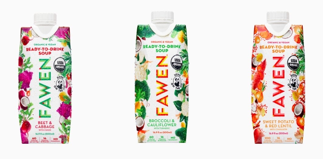 FAWEN is a new collection of refreshing, ready-to-drink superfood soups packed with 16 vitamins + minerals. FAWEN is ready-to-drink, straight from fridge or on-the-go at room temperature — no bowls, spoons, or heating required. Perfect for anyone who wants a boost of clean nutrition, FAWEN is the ideal power-snack for healthy, active lifestyles. Just shake, open and drink! FAWEN contains up to 85% less sugar than competing products such as cold-press vegetable juices and fruit and vegetable blended smoothies.