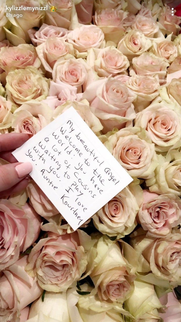 While Kourtney sent a bunch of roses with the sweetest message attached. I didn't cry, I swear.