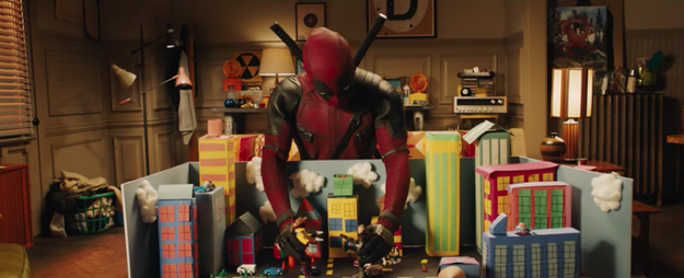 After Deadpool plays with toy versions of himself and Cable—waiting for the whole effects thing to be worked out — a ton of action happens in quick succession.