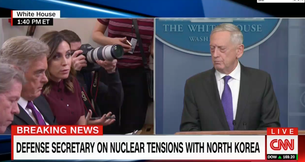 Another reporter asked Mattis about funding for a parade at a time when he's calling for Congress to fully fund the military. "Why divert time, energy, financial resources to the planning of a parade, as the president has asked?" the reporter asked.