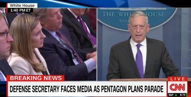 Secretary of Defense James Mattis also dodged questions about how much a possible military parade would cost. "We've been putting together some options. We'll send them up to the White House for a decision," he told reporters.