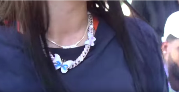 Because butterflies were featured in the video that Kylie released announcing Stormi's arrival. First there was this necklace, sitting beneath another chain bearing the words, "Baby Girl."
