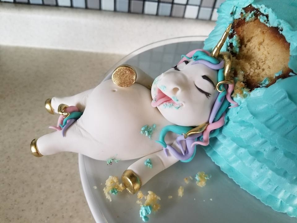 Inspo Cake (left) And My Cake First Unicorn Cake, And I Was