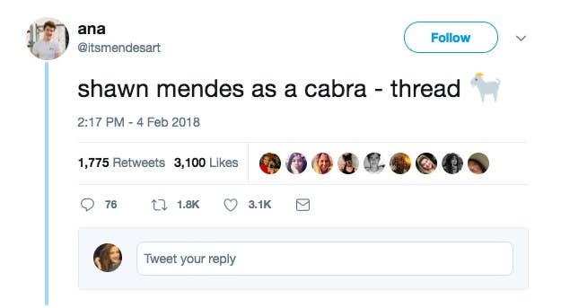 Last Sunday, February 4, a twitter user by the name of Ana (@itsmendesart) posted a thread in which she compared photographs of Canadian singer/songwriter Shawn Mendes to pictures of goats from around the internet and honestly, I'm both intrigued and confused.