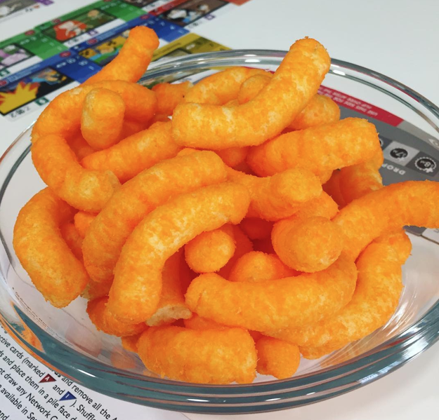 Cheese Puffs are ideal no matter how much cheese residue they leave on your fingers.