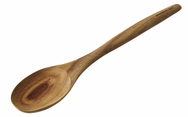 A 12-inch wooden spoon made entirely from solid acacia wood that won't scratch up your nonstick cookware.