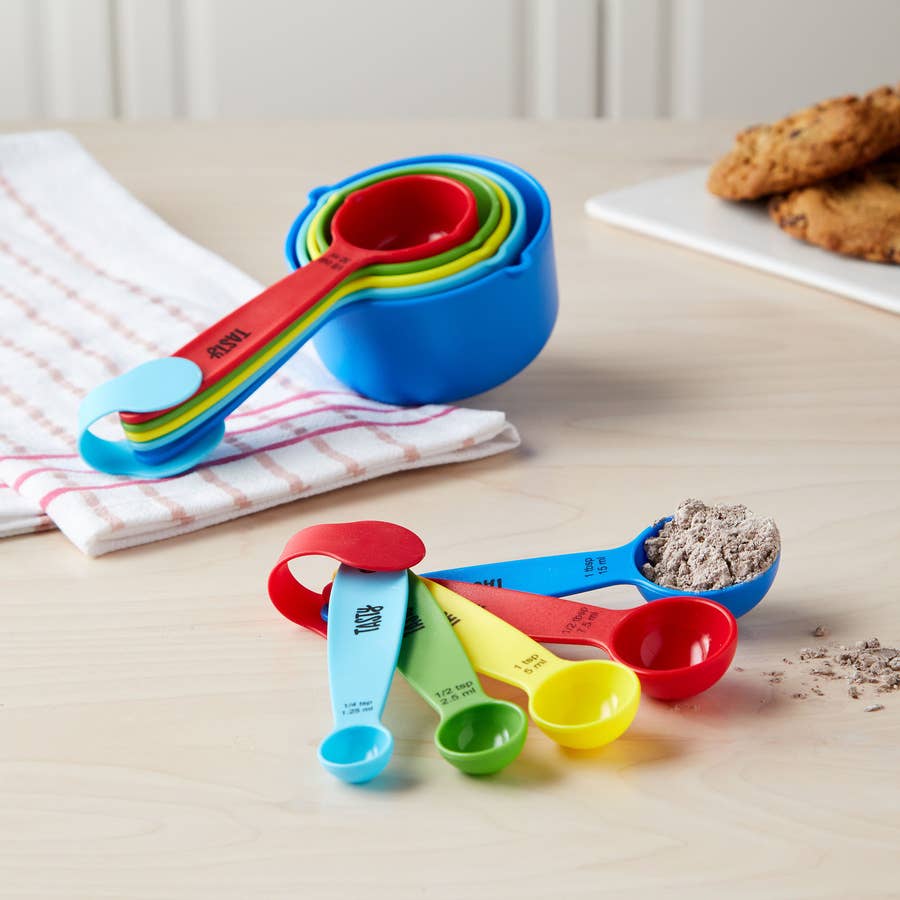 Handy Housewares 5 Piece Colorful Plastic Nesting Measuring Spoon Set