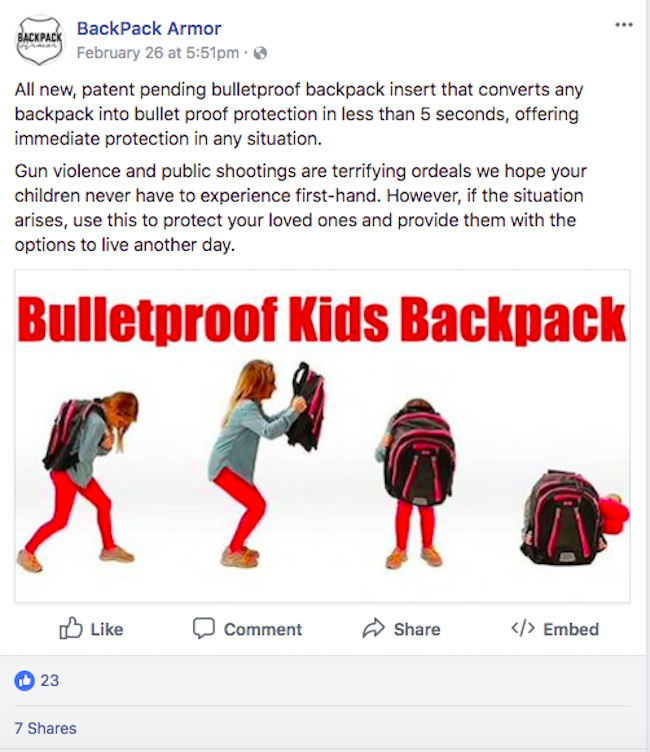 Children's Bulletproof Backpack for School