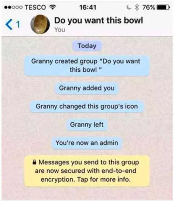 text messages from grandma that started a group just to give a bowl away