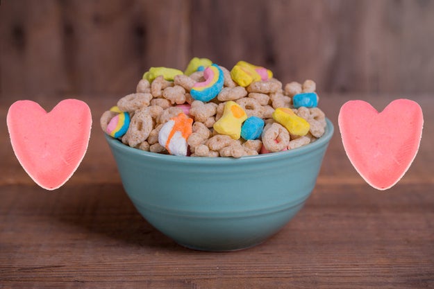 Of all the different Lucky Charms marshmallows, the only ones that've been there from the start are the pink hearts.