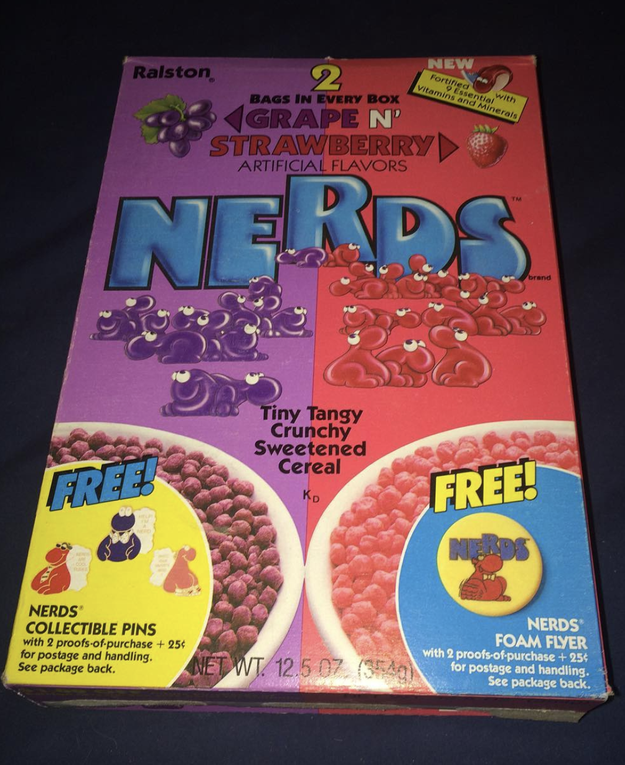 And finally, in the '80s there was a Nerds cereal and like with the candy, each box offered two different flavors.
