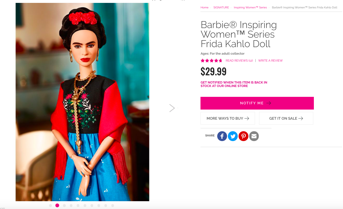 Barbie inspiring women series sales frida kahlo