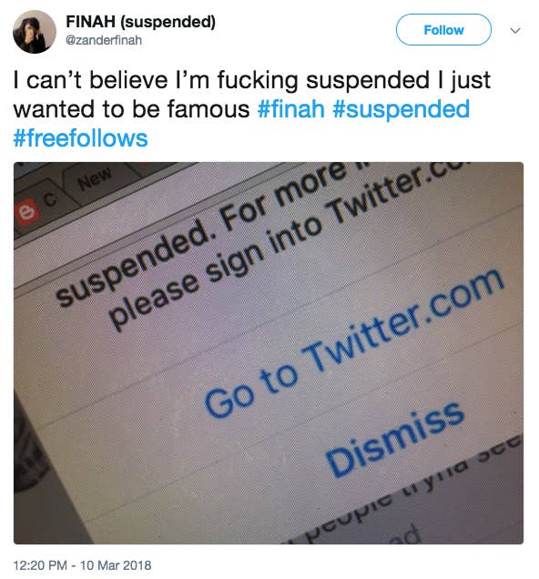 @finah laments the loss of his former Twitter clout on a new account with 67 followers.