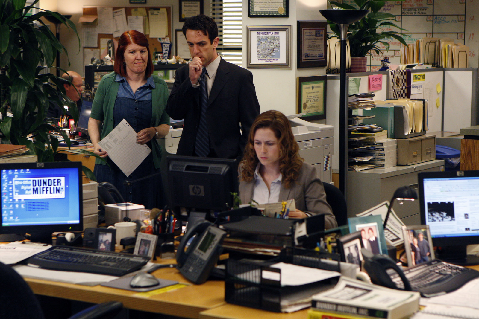When in the background of scenes, the cast members were often checking their emails and surfing the web!