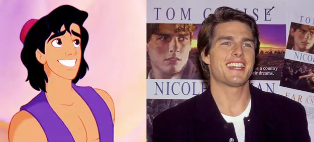 Aladdin's appearance is based on Tom Cruise.