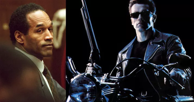 O.J. Simpson was in consideration for the first Terminator movie, but was thought to be too gentle for the role of a killing machine.