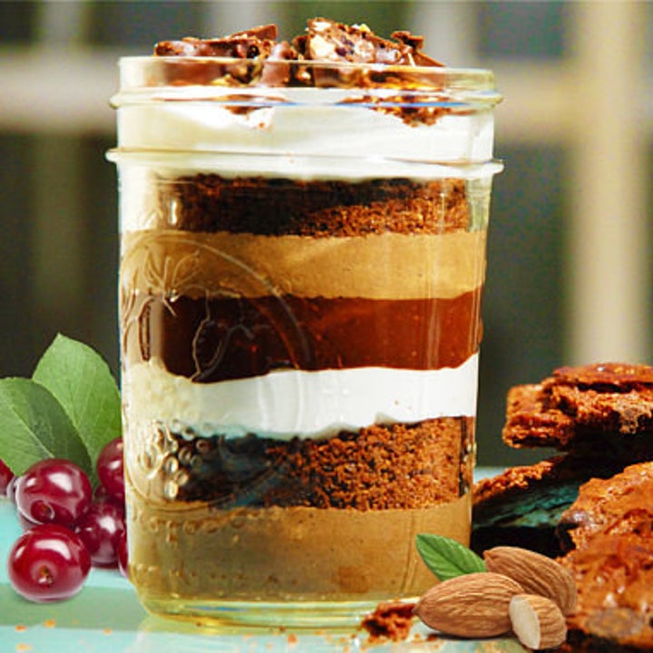 smores layered in glass jar