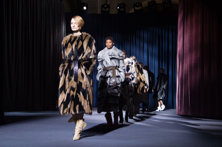 Models walk the runway during the Givenchy show as part of the Paris Fashion Week on March 4, 2018.