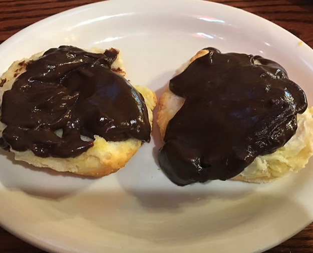 Chocolate gravy and biscuits.