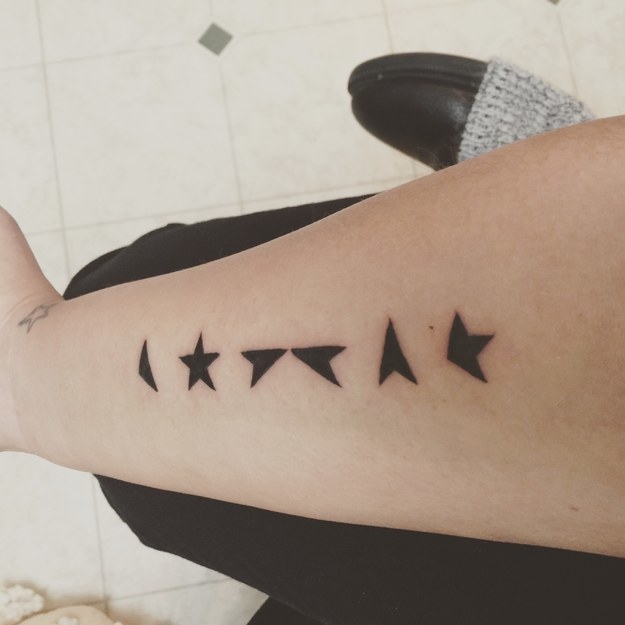 And this tattoo honoring David Bowie's iconic legacy: