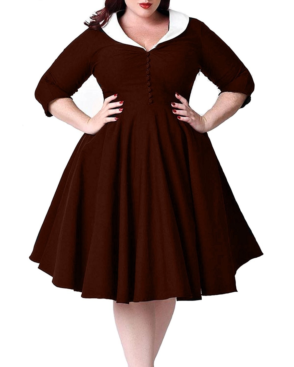 Get it from Amazon for $32.99+ (available in sizes 16–24 and seven different colors and styles).Promising review: "Get it now! The fabric is super nice to the touch, and it is a very flattering dress. Getting it in another color! I have a 40H bra size, and it’s usually tough to find fitting dresses. This one really worked out!" —Amazon Customer