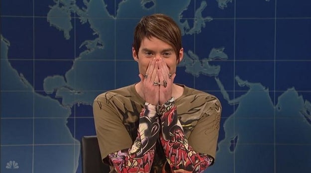 And finally, Stefon's iconic pose, with his hands covering his mouth, was Bill Hader’s reaction to reading new lines John Mulaney came up with moments before a taping. Hader couldn't contain his laughter on camera.