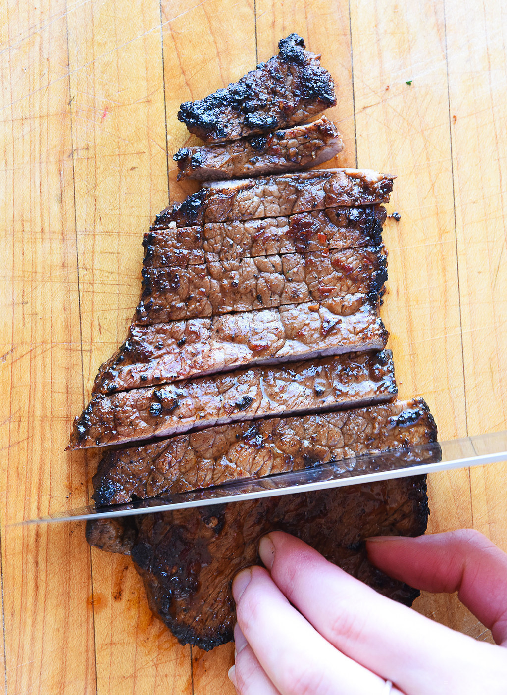 A steak being sliced