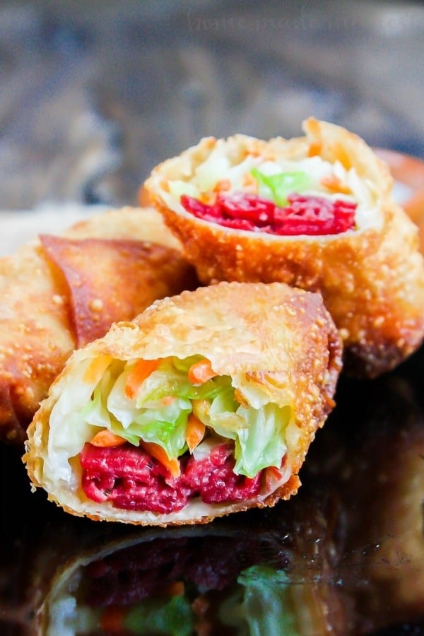Corned beef and cabbage egg rolls.