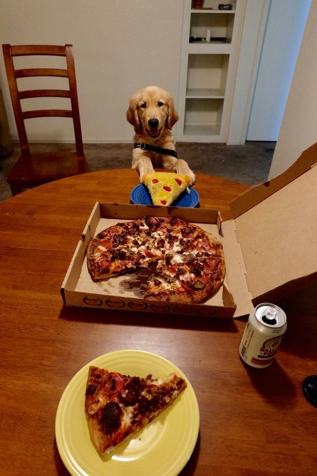 This boy who gets his own slice and OMG LOOK HOW HAPPY HE IS.