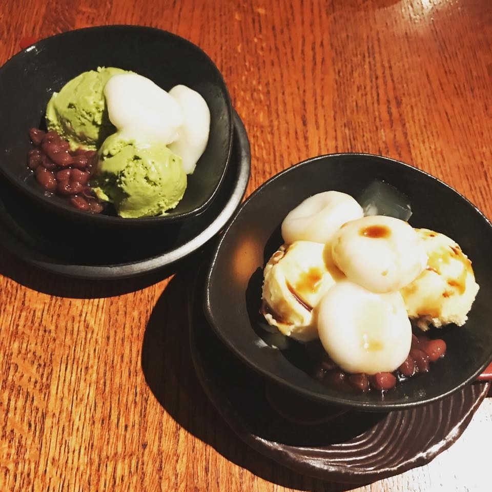 No matter how full, you must try the traditional Japanese desserts. The Green Tea Ice Cream is complemented by homemade mochi, or chewy glutinous rice, with sweet azuki red beans. The Anmitsu dessert features decadent vanilla ice cream with brown sugar syrup with agar jelly.