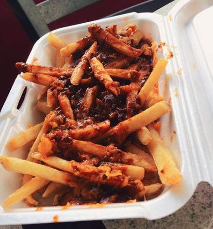 Cheese fries covered in chili