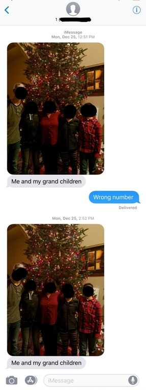 Text messages from random grandparent who keeps sending pic of grandchildren