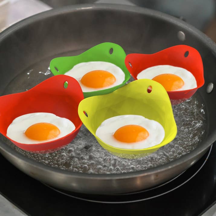 Promising review: "These little egg poachers work great. The thin, flexible silicone keeps the egg from sticking, though I recommend coating them in a little oil for better results. A nearly perfect poached egg every time! No mess." —OstkUser26860613Get a six-pack from Overstock for $13.59.