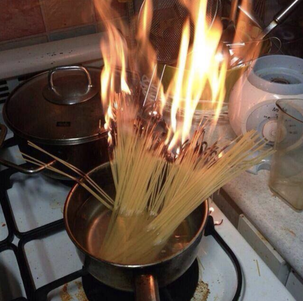 Whoever managed to create a bonfire out of spaghetti needs to be banned from every kitchen: